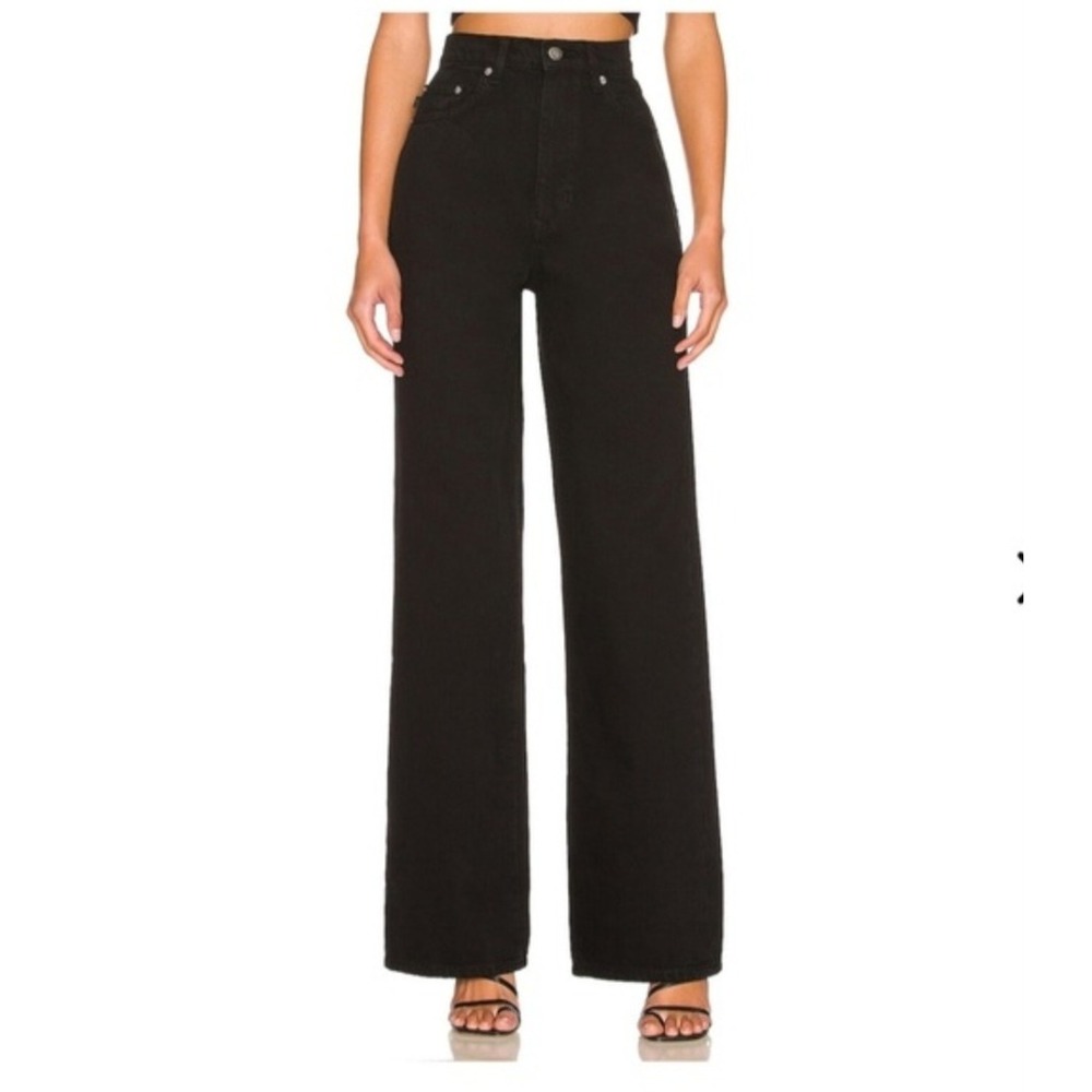 Lovers and Friends Revolve Lennon Super High Rise Wide Leg Jeans Black Size 28